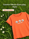BambooTEC™ Bamboo Girls Orange Top – Baa Baa Besties Print