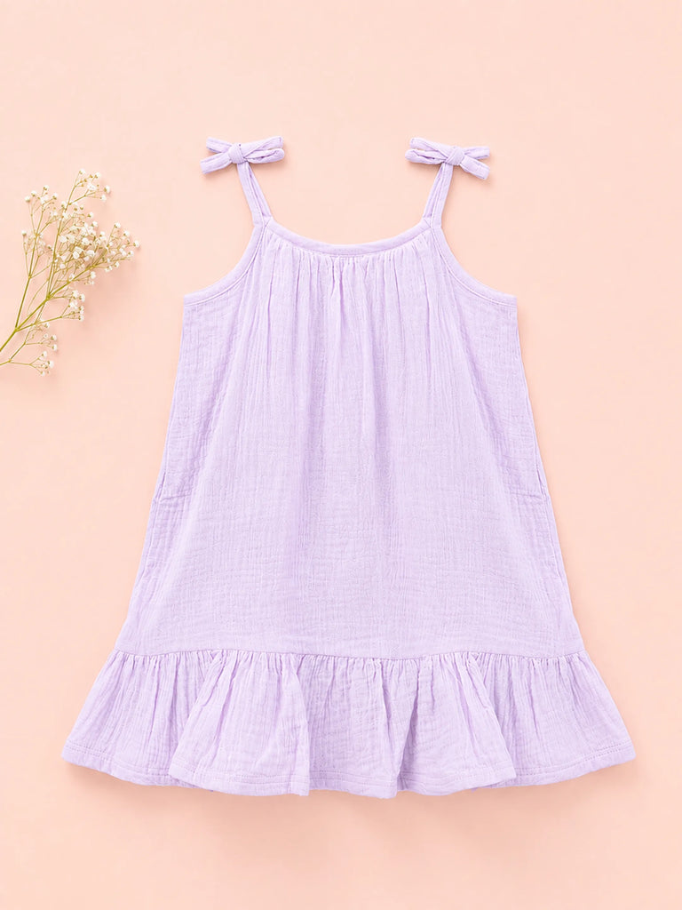Organic Cotton Girls Frock Pack of 2 – Blue & Lavender Ruffle Frocks