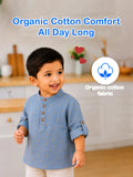 Organic Cotton Boys Mandarin Collar Full Sleeve Shirt - Sky Blue
