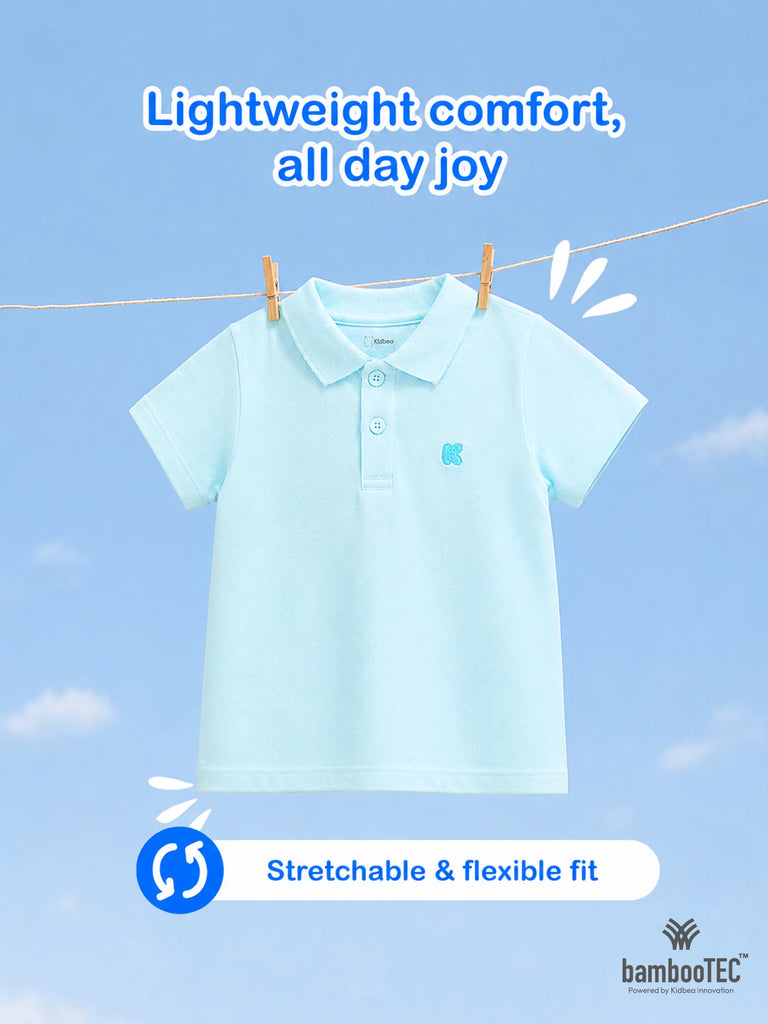 Boys Bamboo Fabric Sky Blue Polo T-Shirt