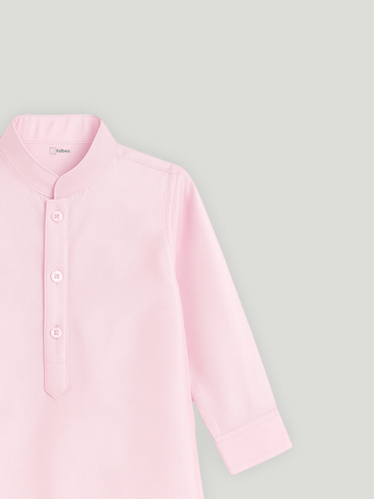 Kidbea Boys Ethnic Wear Set | Kurta Pajama with Stylish Nehru Jacket | Festive Traditional Outfit for Kids | Dusty Pink