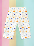 100% Bamboo Cotton Unisex Cloud & Nature Printed Co-Ord Set - White