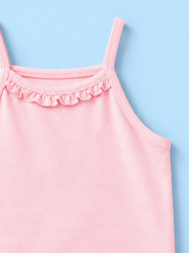 BambooTEC™ Bamboo Girls Camisole – Pink Sleeveless Ruffle Camisole