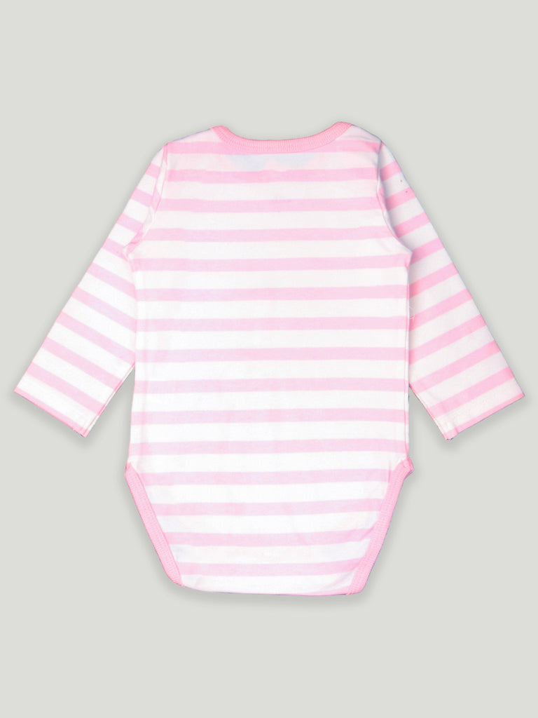 Kidbea 100% Organic cotton baby Pack of 2 onesies Unisex |Strip- Blue and Strip pink