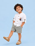 Light Organic Cotton White Shirt & Green Shorts Co-ord Set