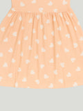 Kidbea Girls Cotton Frock | Heart Printed Dress for Summer | Ruffle Sleeves | Pink