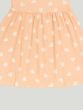 Kidbea Girls Cotton Frock | Heart Printed Dress for Summer | Ruffle Sleeves | Pink