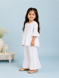 Girls White Kurta & Sharara Set – Embroidered Festive Ethnic Wear