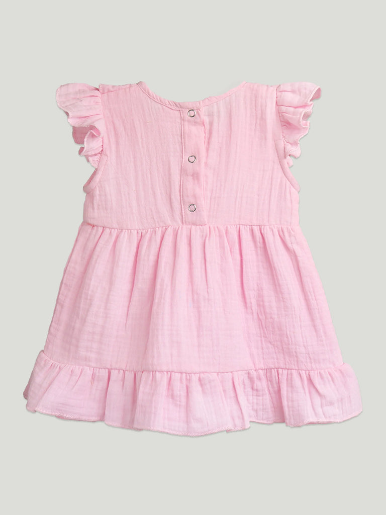 Light Organic Cotton  Girls Frock Set | Pack of 3 (Sky Blue, Off-White & Charming Pink)