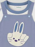 Kidbea Unisex Dungaree Set for Infant Baby | Cute Rabbit Design Overalls with T-Shirt | Purple