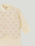 Boys Kurta Pajama Set with Asymmetric Embroidered Nehru Jacket | Festive & Ethnic Wear Outfit | Pink