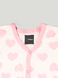 Kidbea 100% Organic cotton Half Button baby Romper & cap Unisex  | Heart Print
