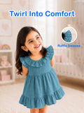 Light Organic Cotton Charming Teal Frock | Elegant & Comfortable