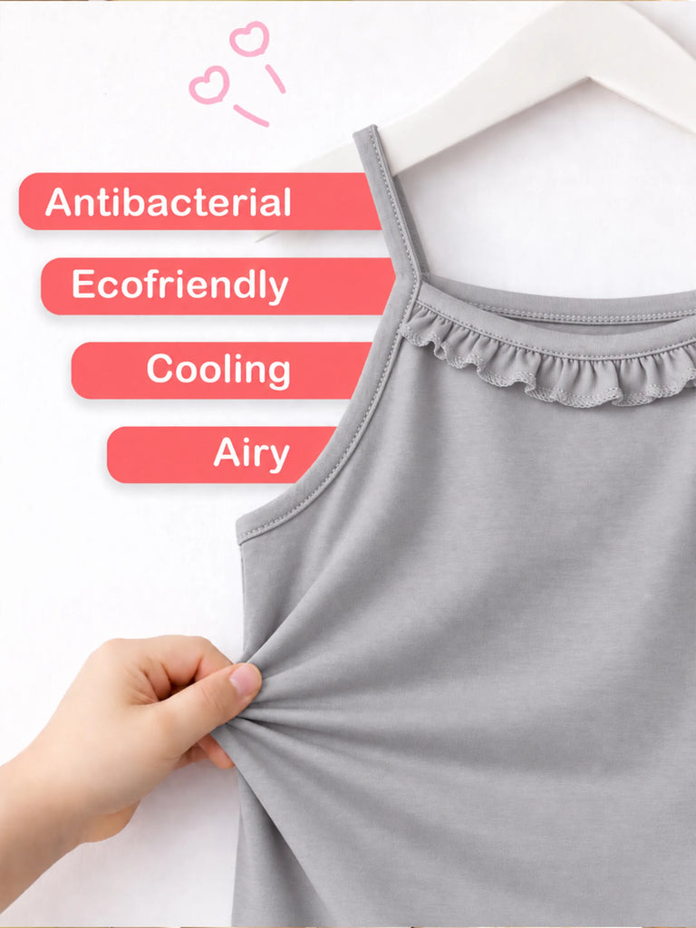 BambooTEC™ Girls Camisole Pack of 4 – Grey Ruffle Tops