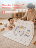 Bamboo Fabric King of the Jungle Print Baby Blanket | Ultra Soft Swaddle Blanket | 110 × 110 cm