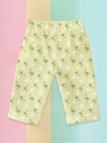 100% Bamboo Cotton Girls Full Sleeves Flamingo Printed Co-Ord Set - Soft Yellow