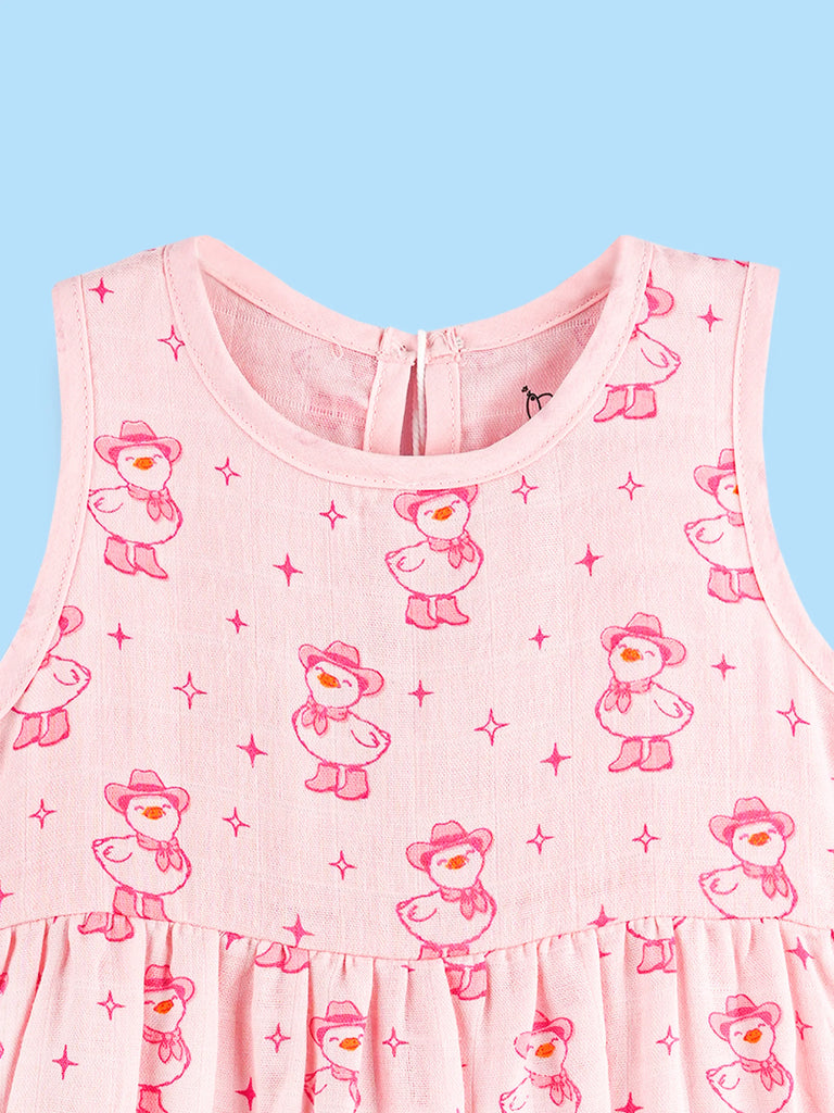 BambooTEC™ Bamboo Muslin Girls Frock – Floral & Duck Print | Pack of 2