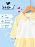 BambooTEC™ Bamboo Girls Frock – Yellow & White Love Graphic Full-Sleeve Dress