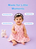 BambooTEC™ Bamboo Muslin Baby Frock – Pink Flower Print, Soft & Breathable Dress