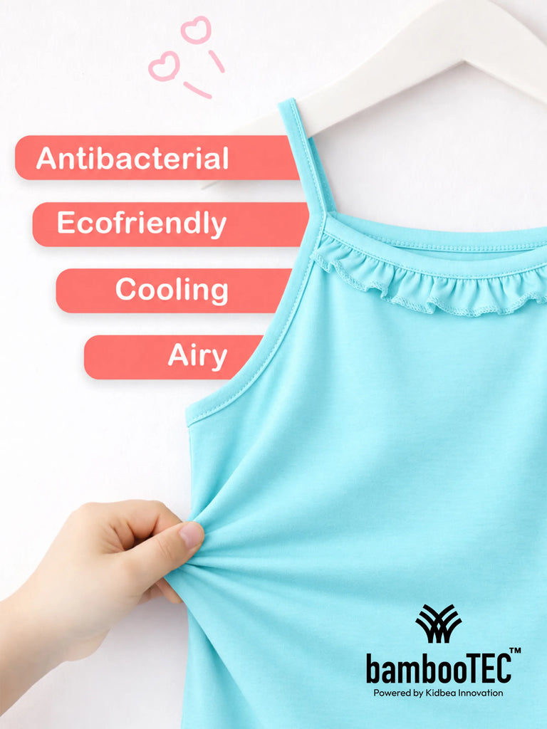 BambooTEC™ Girls Camisole Pack of 4 – Blue Ruffle Tops