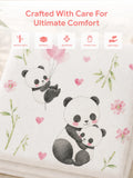 Bamboo Fabric Panda Love Print Baby Blanket | Ultra Soft Swaddle Blanket | 110 × 110 cm