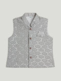 Boys Kurta Pajama with Designer Nehru Jacket | Ethnic Wear Set for Festivals & Weddings | Grey