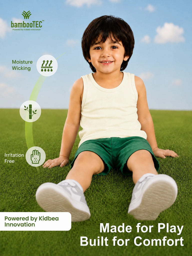 BambooTEC™ Boys Bamboo Fabric Off White Solid Vest