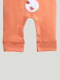 100% Organic Cotton Full Sleeves Bear Printed Romper - Orange