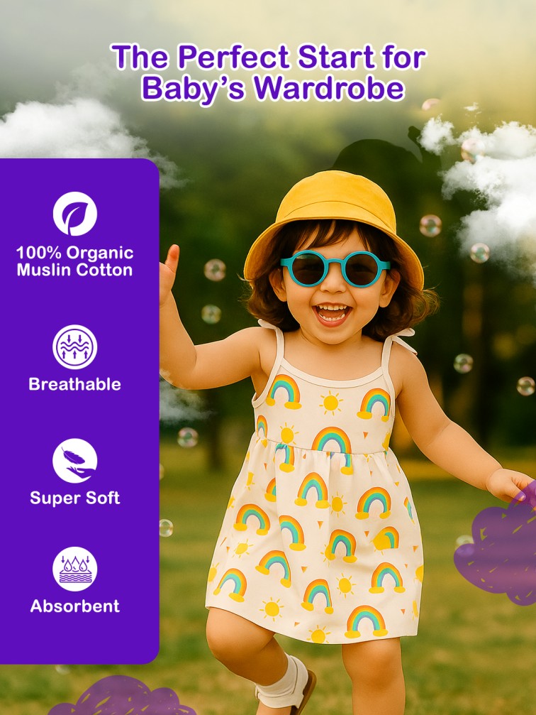 Premium Extra Soft Muslin Baby Girls Frock | Assorted Cute Prints