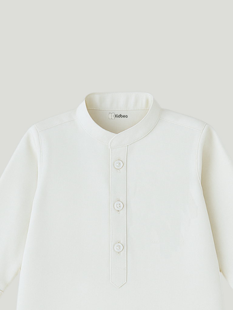 Kidbea Boys Ethnic Kurta Pajama Set with Embroidered Nehru Jacket | Festive & Wedding Wear Outfit | White