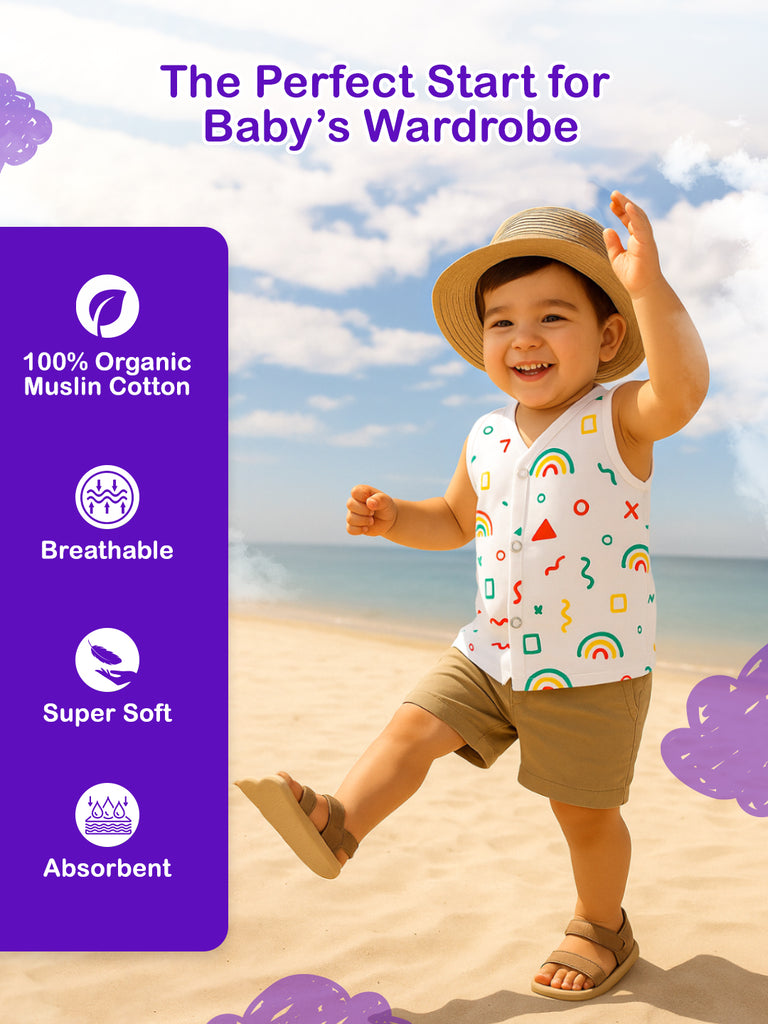 Premium Extra Soft Muslin Baby Jhabla | Assorted Cute Prints