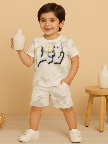 Kidbea Boys Tie-Dye Co-Ord Set | Summer Cotton T-Shirt and Shorts for Kids | Grey