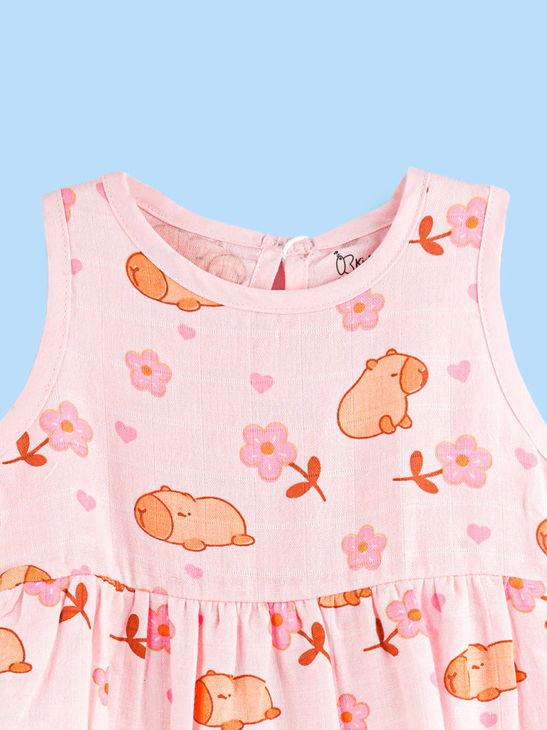 BambooTEC™ Bamboo Muslin Girls Frock – Bunny & Tulip Print | Pack of 2