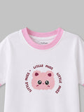 Girls White Organic Cotton Round Neck Little Miss Graphic T-Shirt