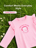 Girls Pink Full-Sleeve Top – Love Music Fur Real Print