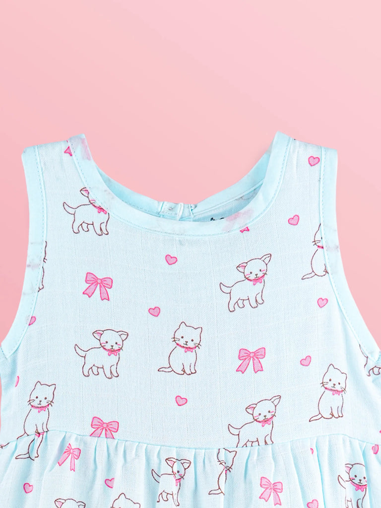 BambooTEC™ Bamboo Muslin Girls Frock – Puppy & Ice Cream Print | Pack of 2