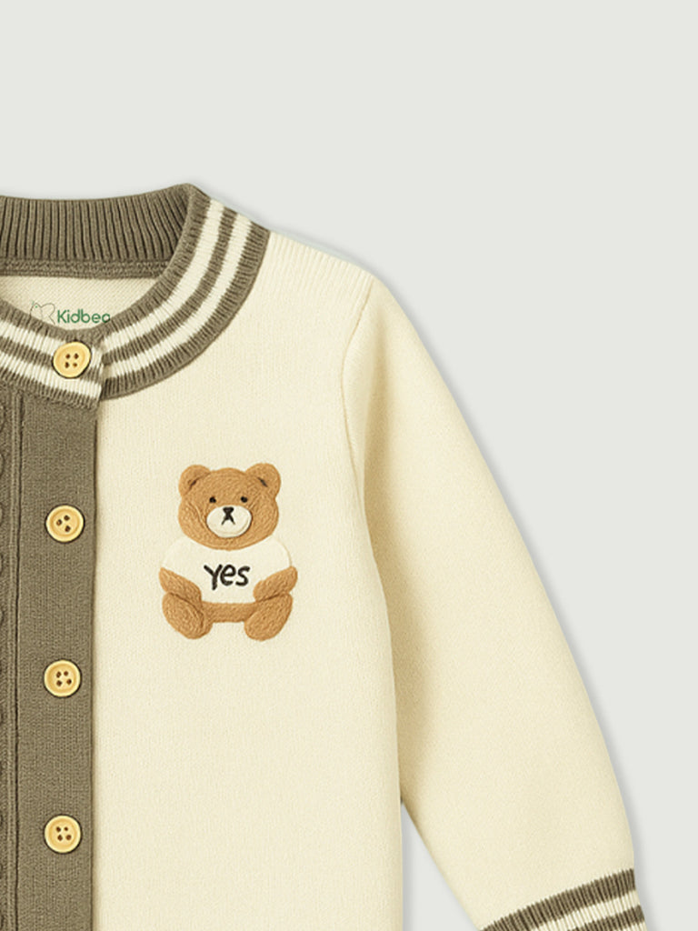 Organic Cotton Baby Winter Cardigan | Soft Knitted Bear Sweater