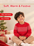Unisex Cotton Sweatshirt – Red Full-Sleeve Christmas Fair Isle Printed Pullover