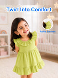 Light  Organic cotton  Charming Olive Green Girls Frock | Olive Green