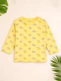 Organic Cotton Unisex Baby Co-ord Set – Soft Breathable Yellow Lemon Print Full Sleeve T-shirt & Pyjama for Infants