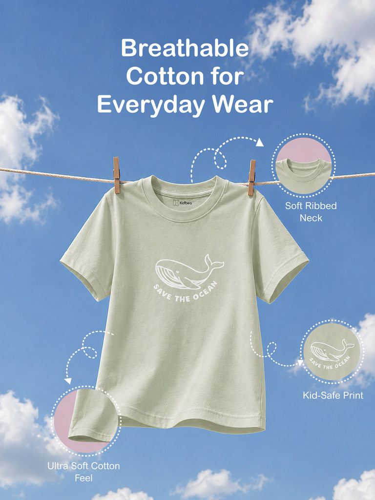 Unisex Oversized Crocodile, Save the Ocean & Octopus Organic Cotton T-Shirt Combo (Pack of 3)
