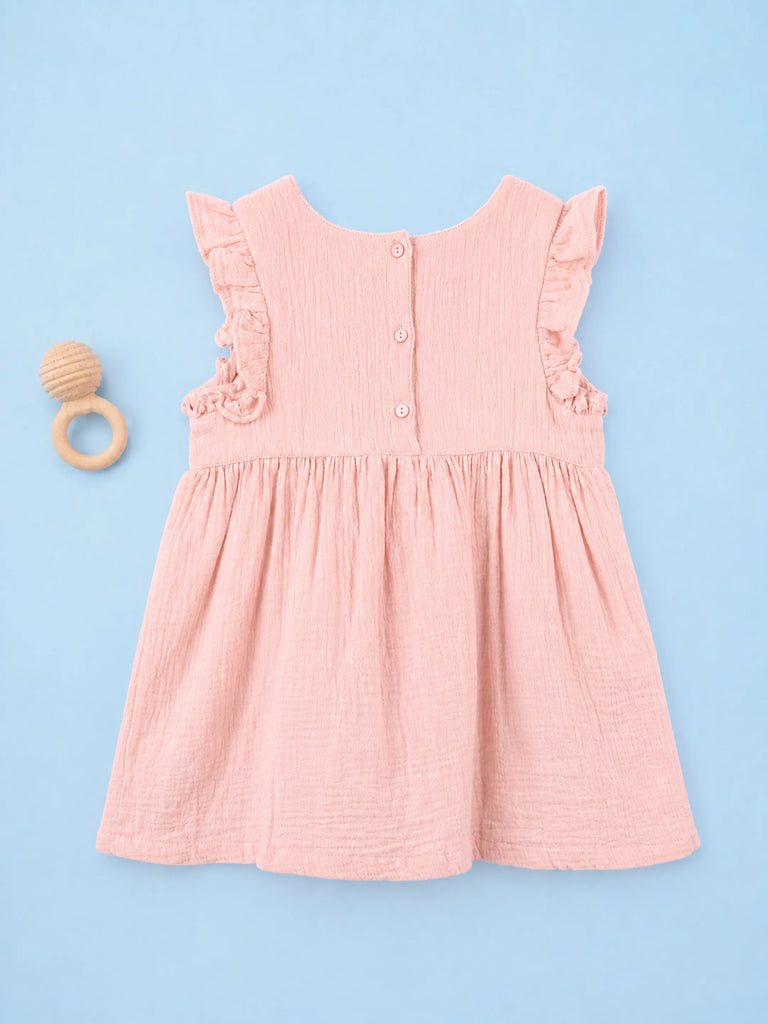 Organic Cotton Girls Frock Pack of 2 – Pink & Grey Ruffle Frocks