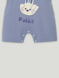 Kidbea Unisex Dungaree Set for Infant Baby | Cute Rabbit Design Overalls with T-Shirt | Purple