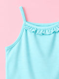 BambooTEC™ Bamboo Girls Camisole – Aqua Blue Sleeveless Ruffle Camisole