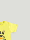 Organic Cotton Onesie, T-shirt & Pant 3 Piece Set Text Printed for Unisex Baby - Yellow & Blue