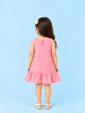 Girls Cotton Gingham Frock – Pink Check Dress with Bow Details