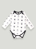 Kidbea 100% Organic cotton baby Pack of 5 onesies Unisex | Dog, Pizza, Cup, Heart & Strips - Blue
