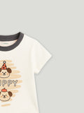 Kidbea Unisex Dungaree Set in Grey – Adorable Puppy Print Overalls with Soft White T-Shirt for Infants