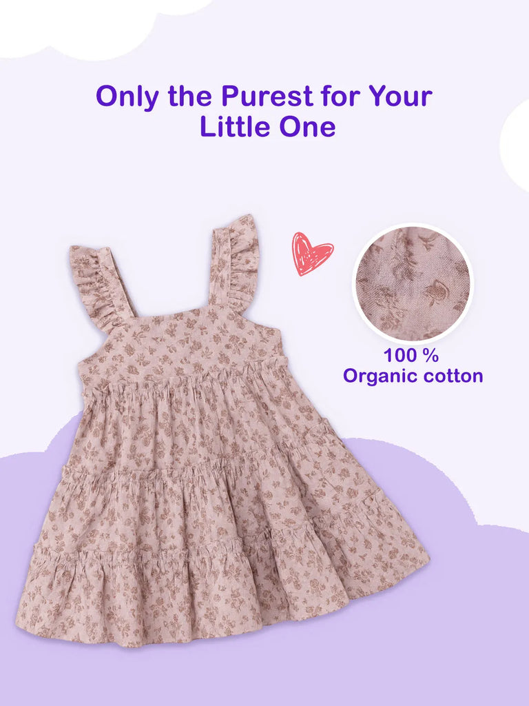 Girls Sleeveless Ruffle Floral Dress | Organic Cotton Summer Frock