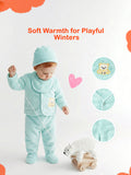 Unisex Baby Winter Wear – Pack of 5 Cozy Set with Cardigan, Pants, Footed Pants, Cap & Bib